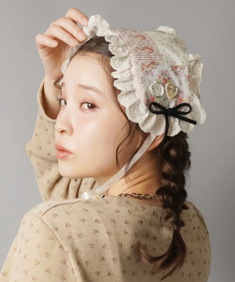 も　半袖ブラウス　ドレス ヘッドドレス M 【シュガーガール】 ◇受注商品◇バラ・ベール付き2WAYエレガンスヘッドドレス：白