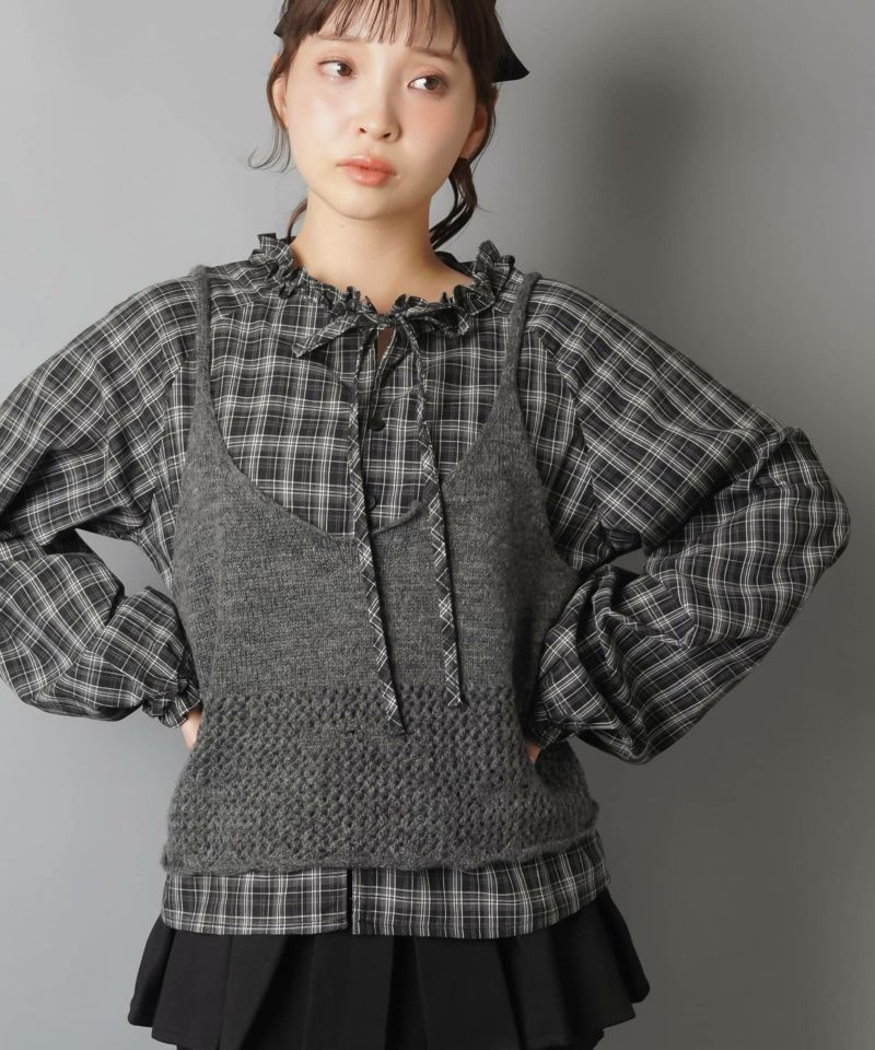 フリルネックライン ビスチェ ブラック NEW ARRIVAL】 ✔︎フリルビスチェドッキングT ¥5,940(tax in) 販売