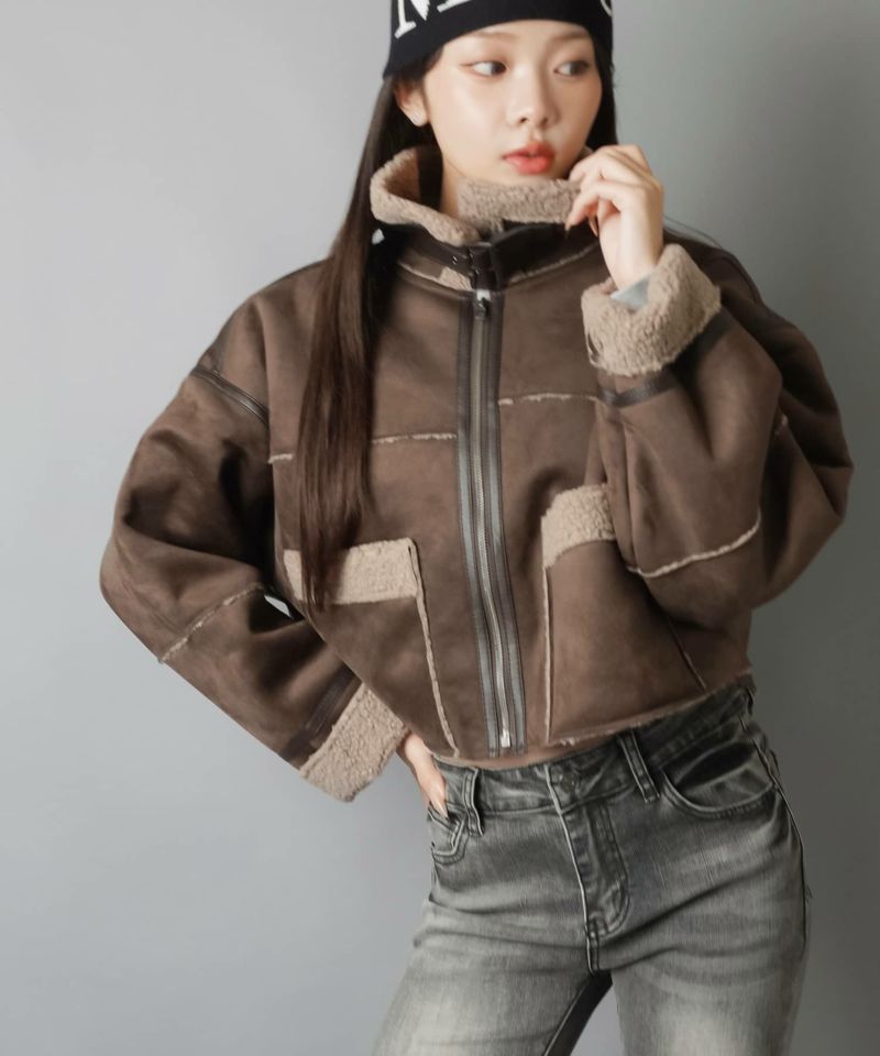 ショート丈ボアムートンジャケット/5色展開 | SPINNS WEB STORE