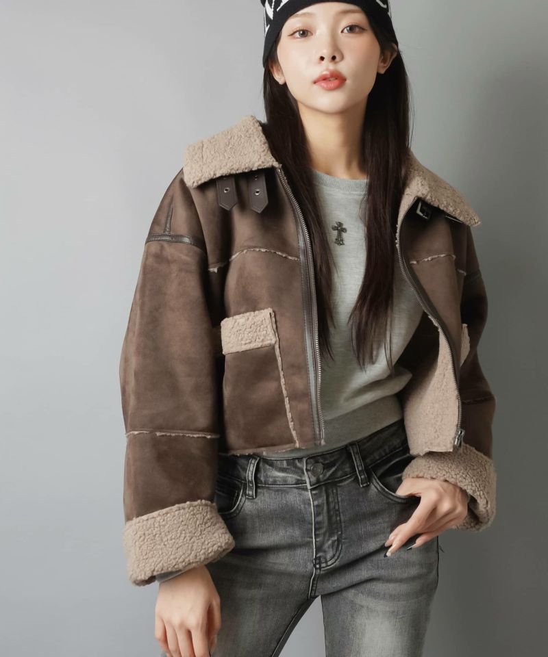 ショート丈ボアムートンジャケット/5色展開 | SPINNS WEB STORE