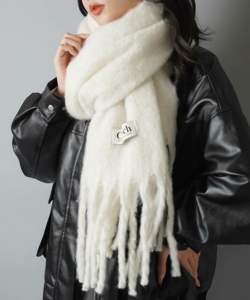 起毛大判ボリュームマフラー/ストール/ビッグフリンジ/全5色 | SPINNS