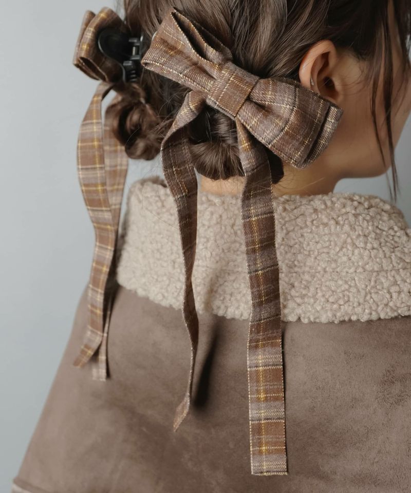 バナナクリップ　Swarovski ブラウンリボンヘアクリップ バナナクリップ Swarovski ブラウンリボンヘアクリップ バナナクリップ