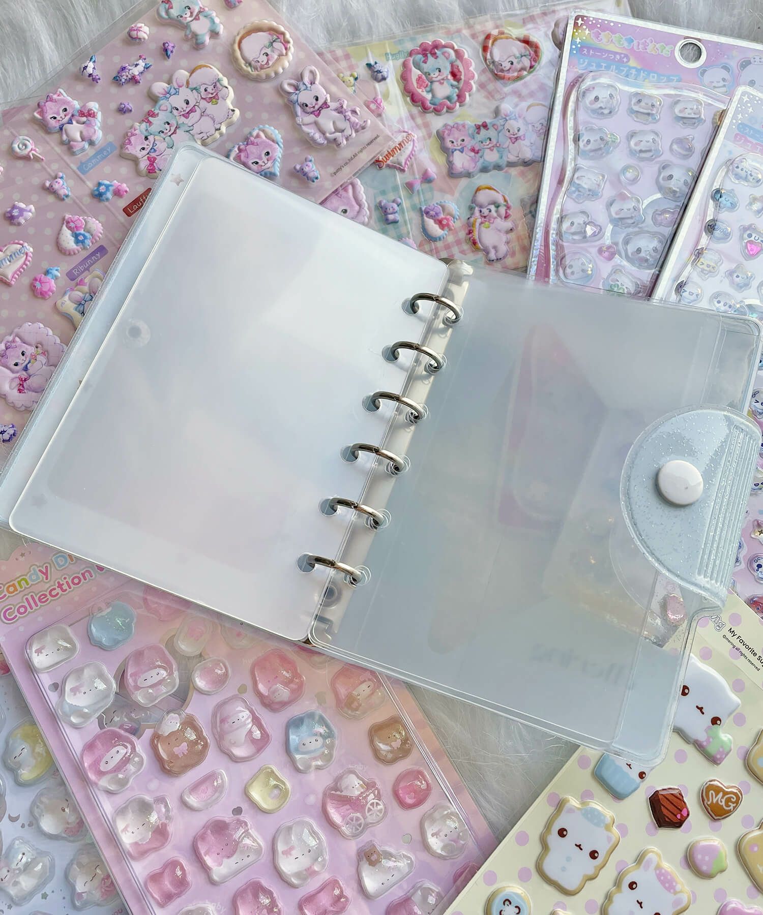 6穴シール帳対応♪10枚入りクリアシール台紙/リフィル/6穴＜メール便