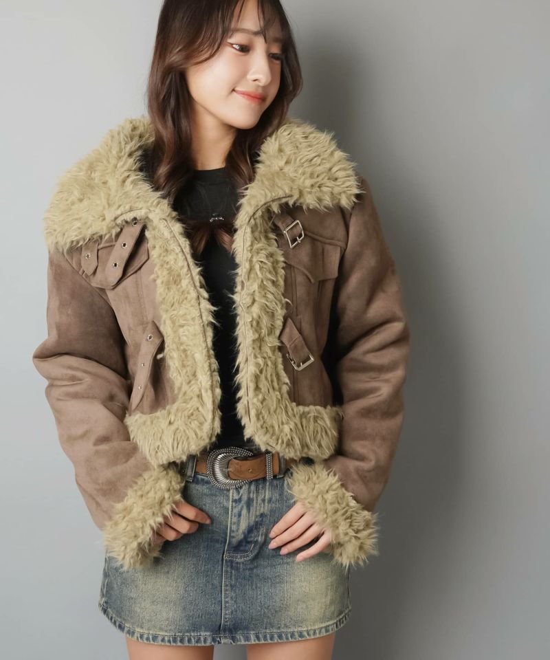 【希少サイズ】リアルムートン　ジャケット　ヴィンテージ　ベルト　ブラウン　秋冬 希少サイズ】リアルムートン ジャケット ヴィンテージ ベルト ブラウン