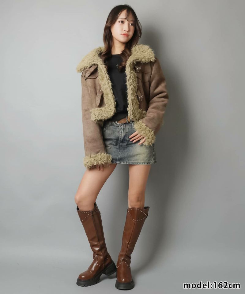 56%OFF】ショート丈ムートンジャケット/3ベルト | SPINNS WEB STORE