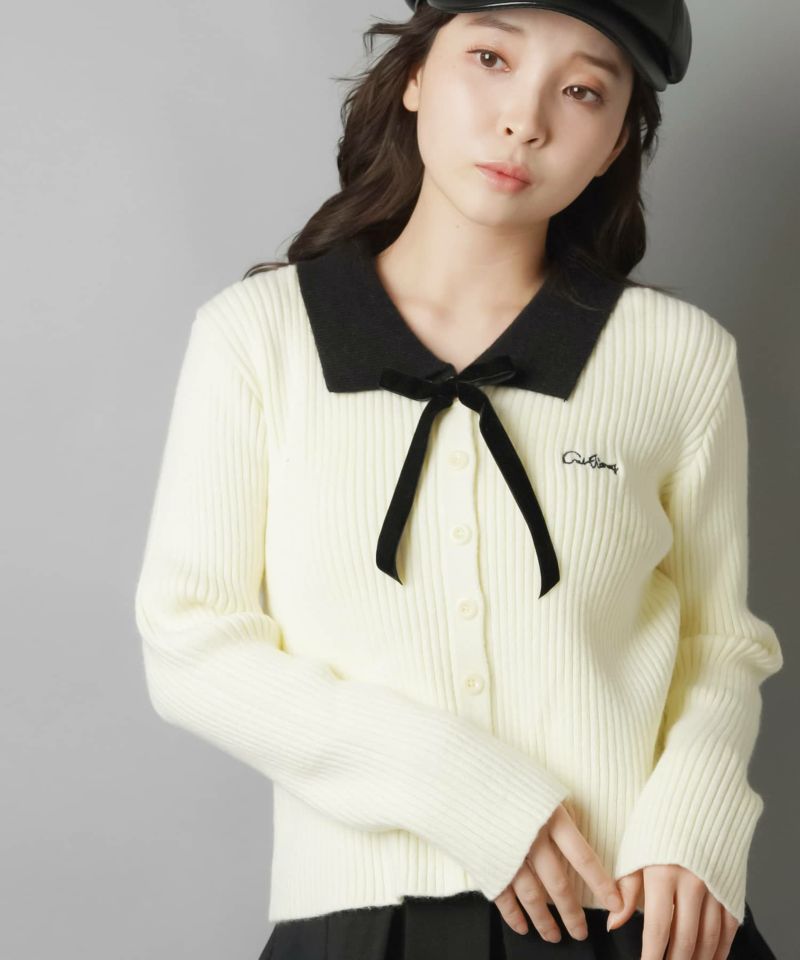 襟付きカーディガン/バイカラーリボン | SPINNS WEB STORE | SPINNS