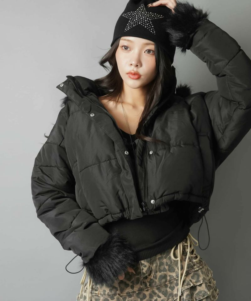 フェイクダウンジャケット/フェイクファーフード/フード・袖ファー