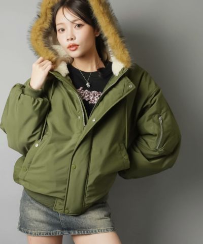 12%OFF】 短丈中綿N-2Bフライトジャケット/2WAY/フェイクファー/ユニ