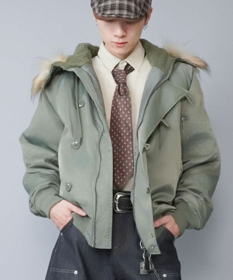 12%OFF】 短丈中綿N-2Bフライトジャケット/2WAY/フェイクファー/ユニ