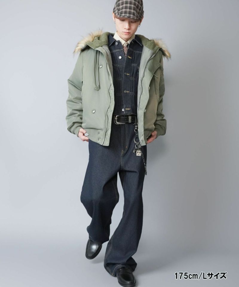 23%OFF】 短丈中綿N-2Bフライトジャケット/2WAY/フェイクファー/ユニ