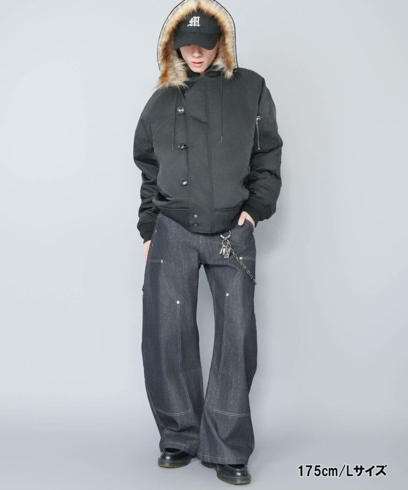 12%OFF】 短丈中綿N-2Bフライトジャケット/2WAY/フェイクファー/ユニ