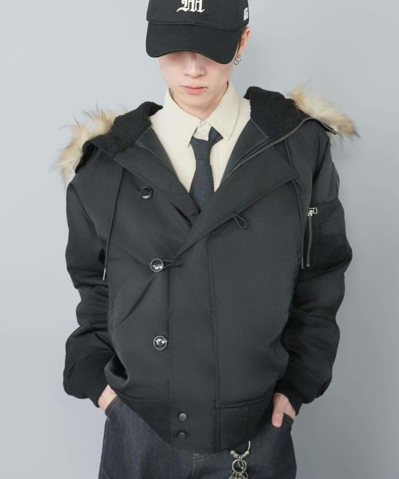 23%OFF】 短丈中綿N-2Bフライトジャケット/2WAY/フェイクファー/ユニ