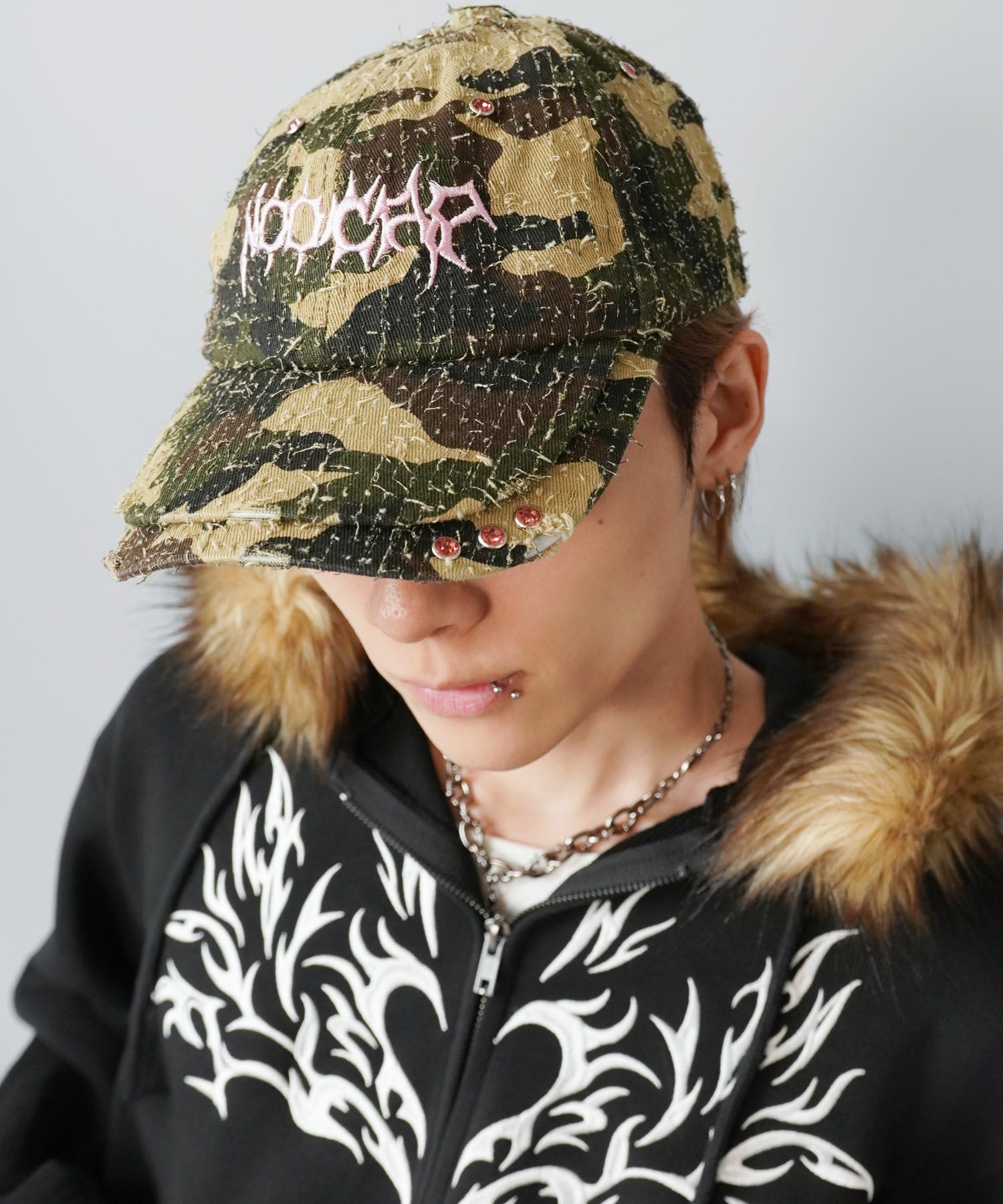 61%OFF】カモフラージュ柄コットンキャップ/ダブルブリム/刺繍ロゴ