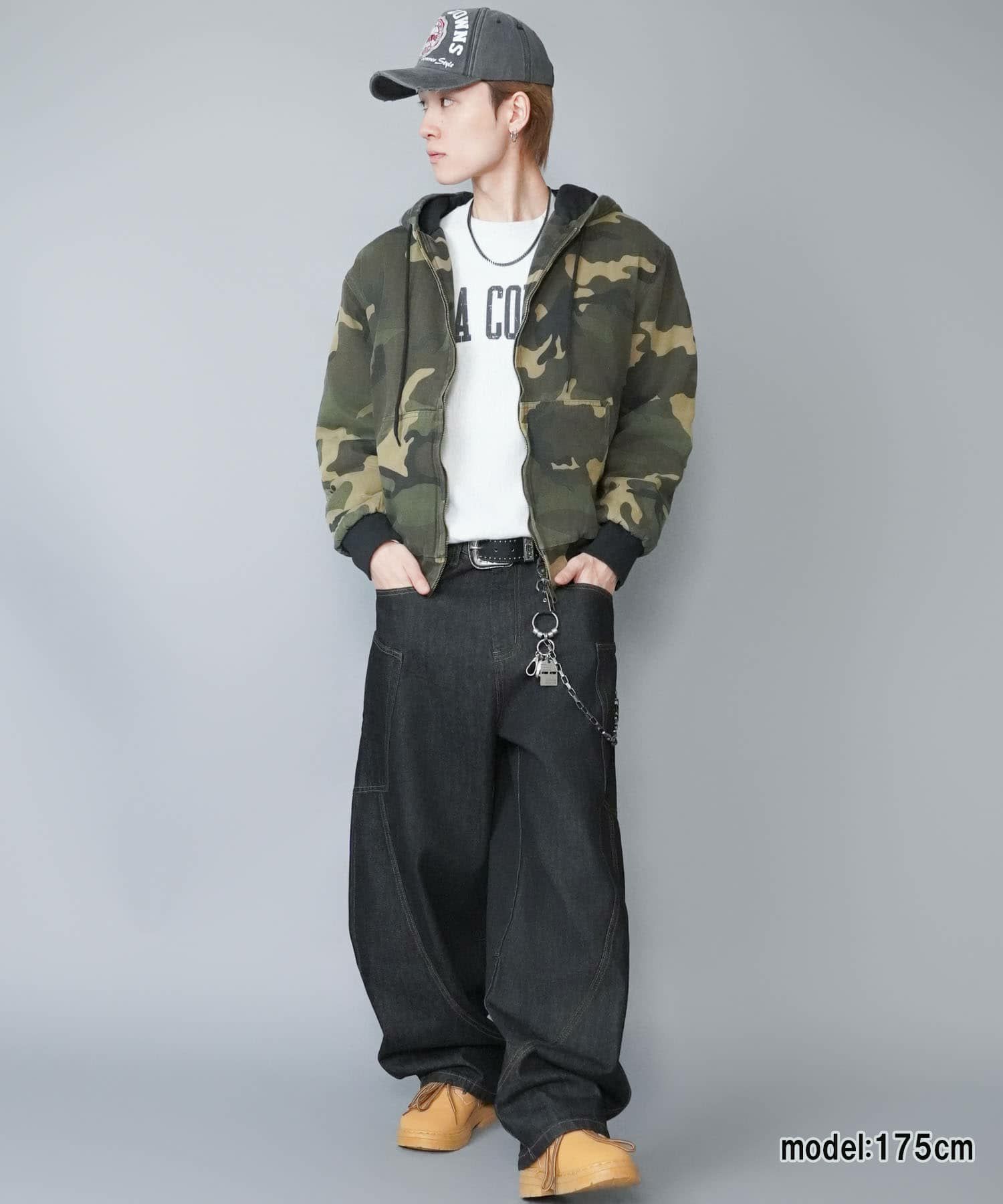 12%OFF】短丈カモフラージュ柄アクティブジャケット/ダブルジップ