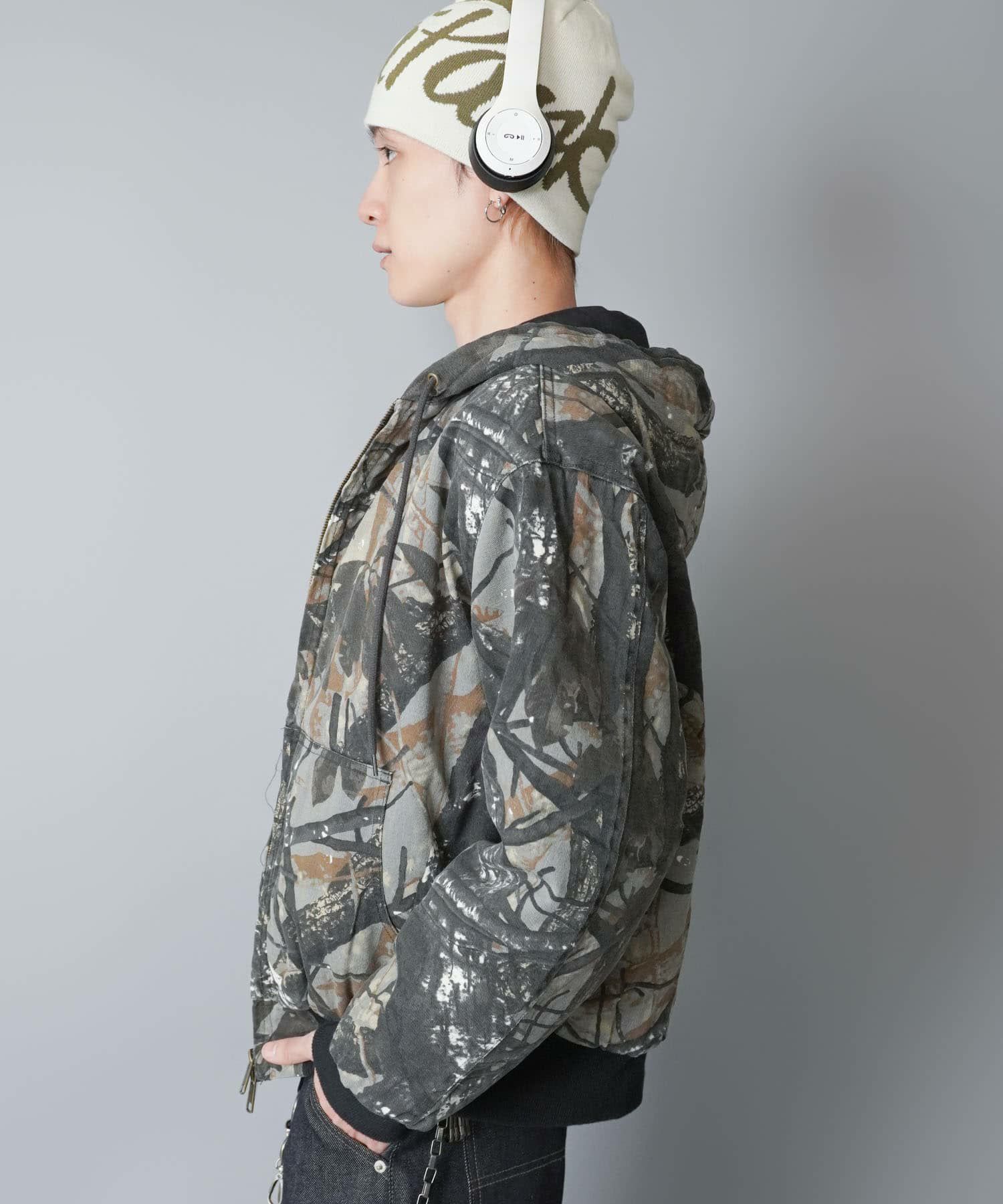 12%OFF】短丈カモフラージュ柄アクティブジャケット/ダブルジップ