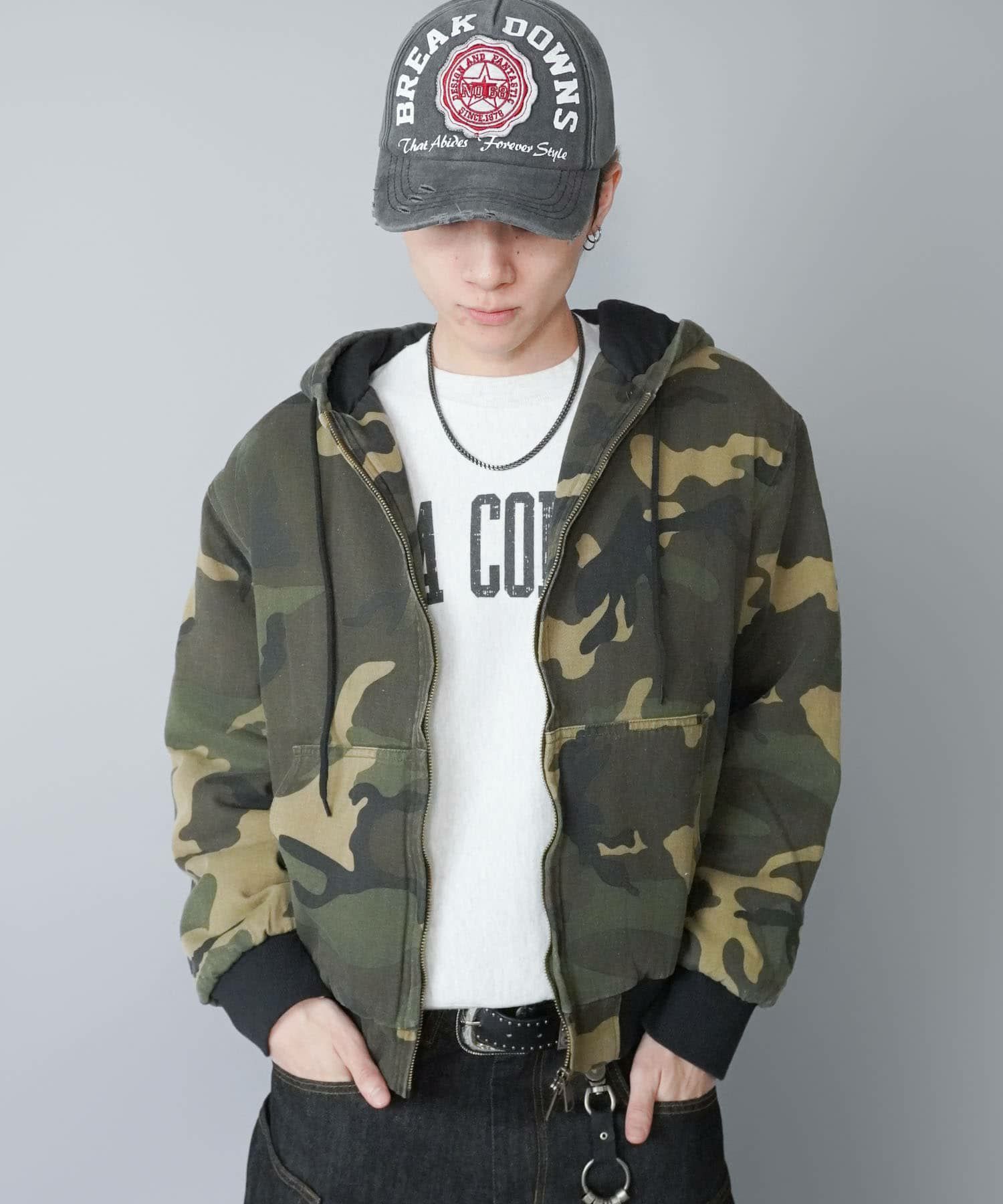 23%OFF】短丈カモフラージュ柄アクティブジャケット/ダブルジップ