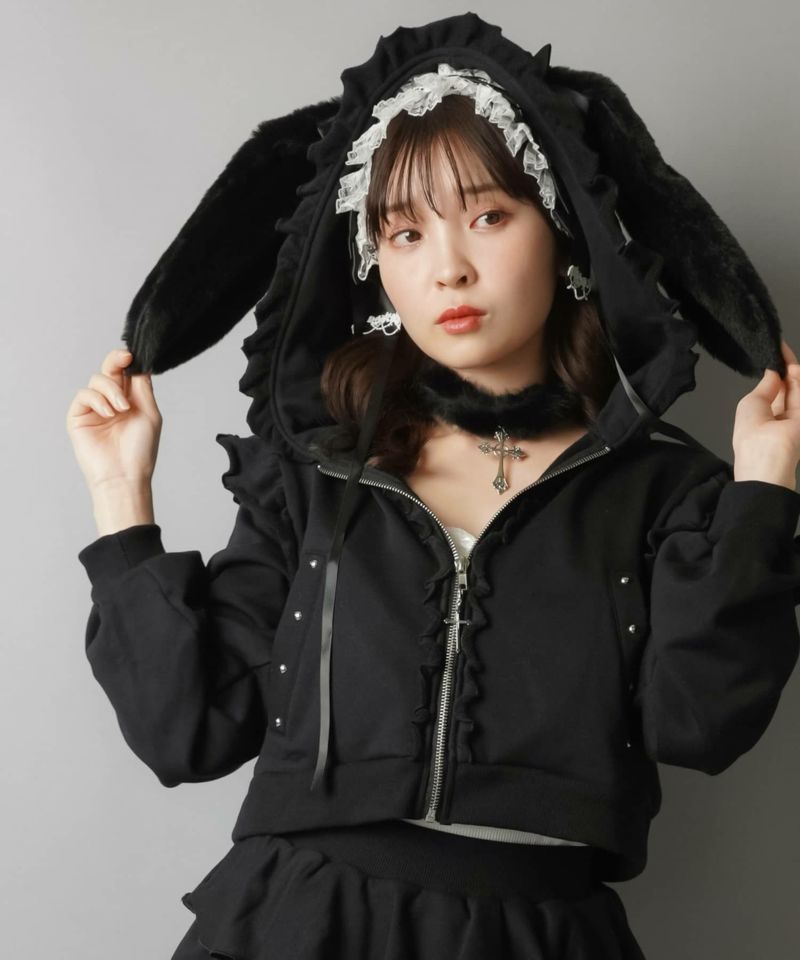 ≪DARRDY/ダーディー≫うさ耳&しっぽ付きショート丈ジップパーカー