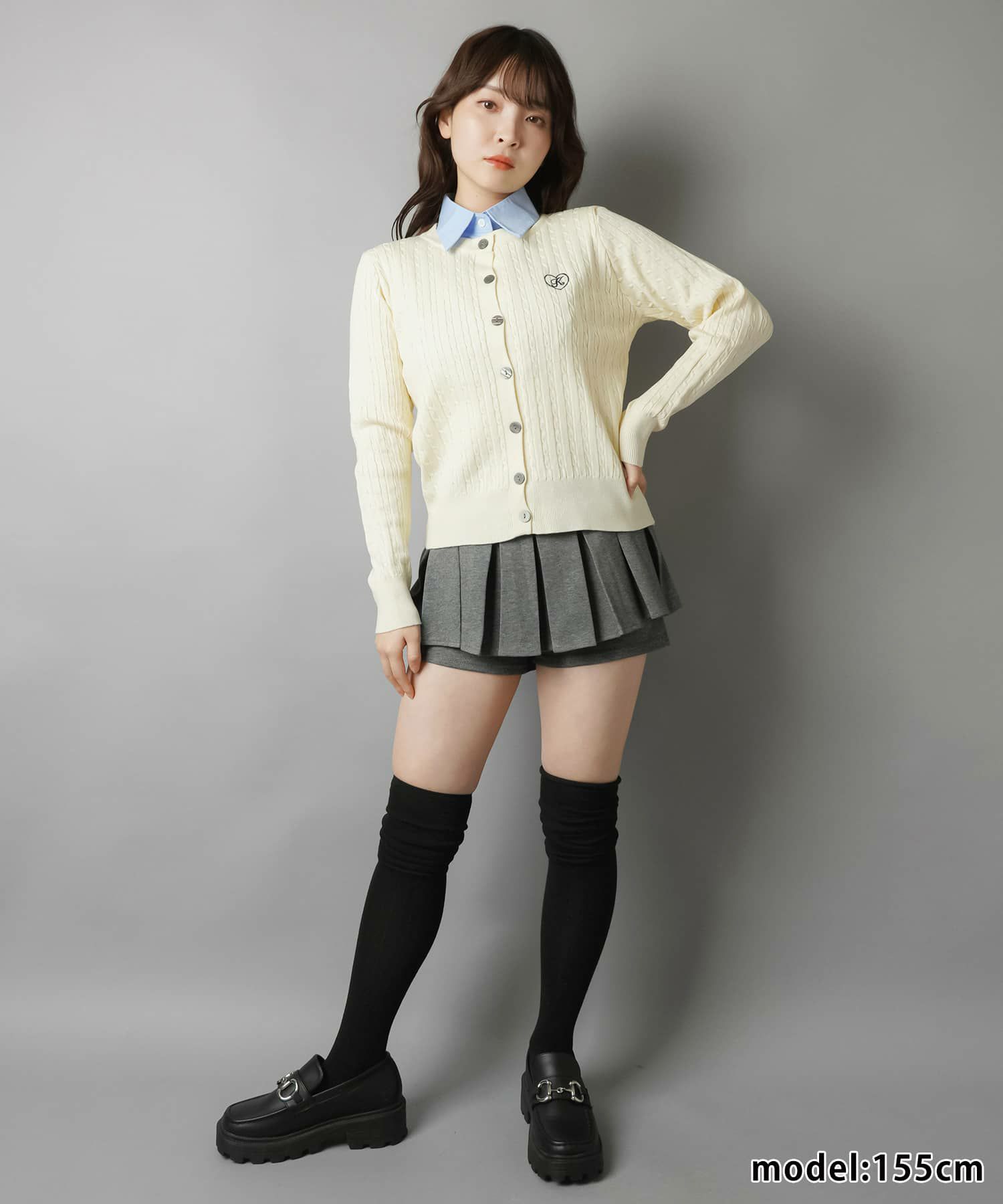 ケーブルニットカーディガン/ワンポイントハート | SPINNS WEB STORE