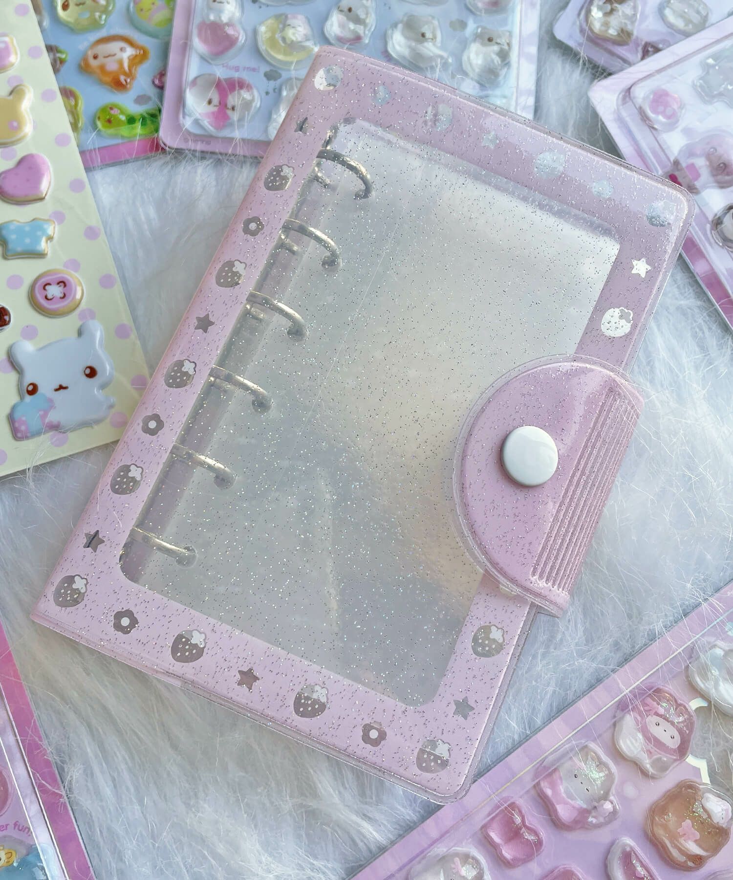 ≪MERING/メリング≫クリア6穴バインダー/シール帳/ストロベリー