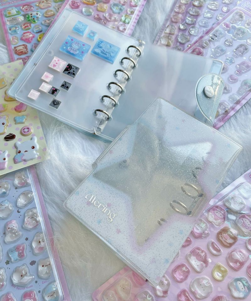 ≪MERING/メリング≫クリア6穴バインダー/台紙付きシール帳/スター