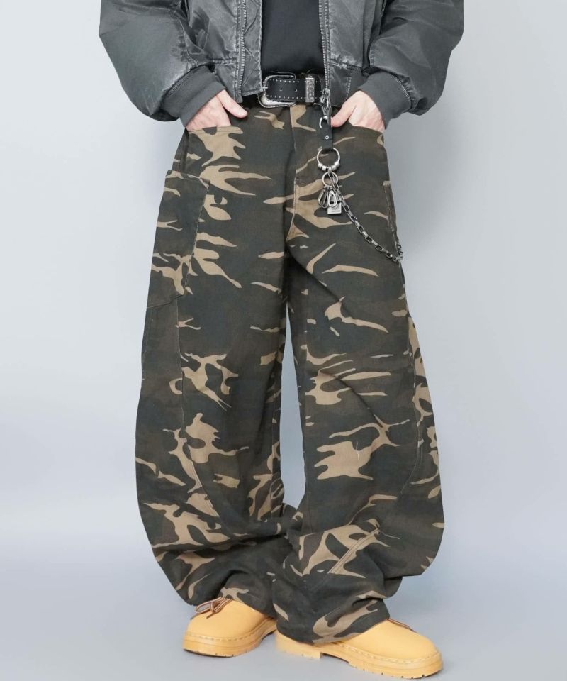 カモフラージュ柄バルーンカーブパンツ/リアルツリー/ 迷彩/ユニ