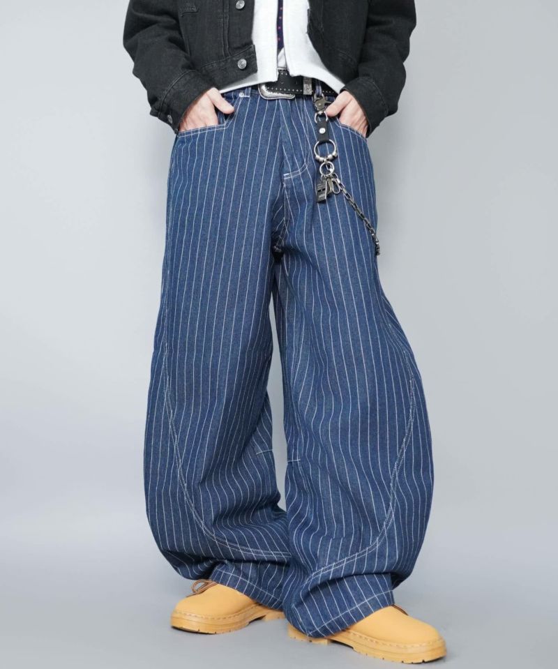 綺麗 RICHARD JAMES カルロバルベラ ピンストライプ 裏地派手柄 デニムバルーンカーブパンツ/ピンストライプ/ユニセックス | SPINNS