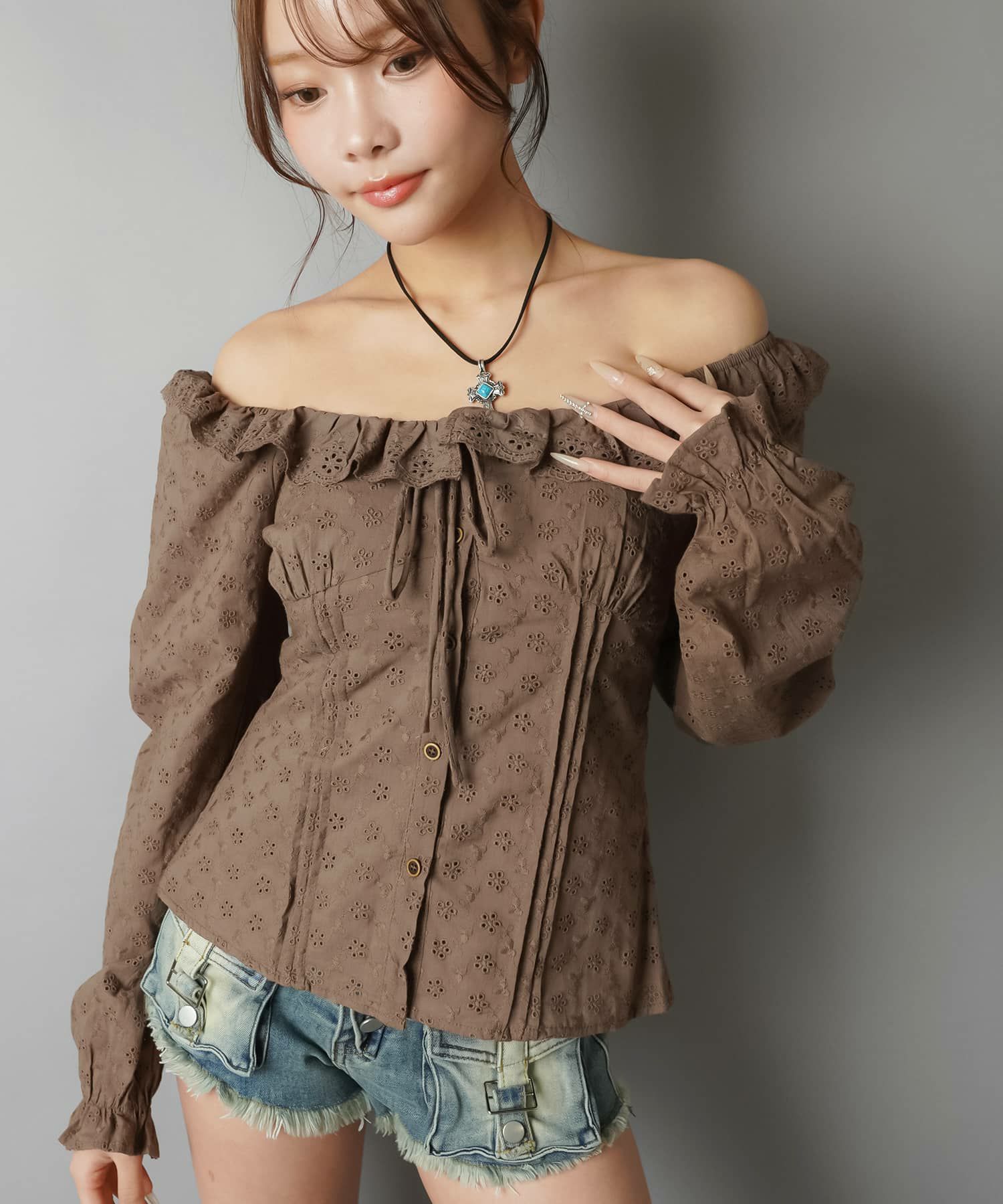 長袖ブラウス/コットンレースフリル | SPINNS WEB STORE | SPINNS