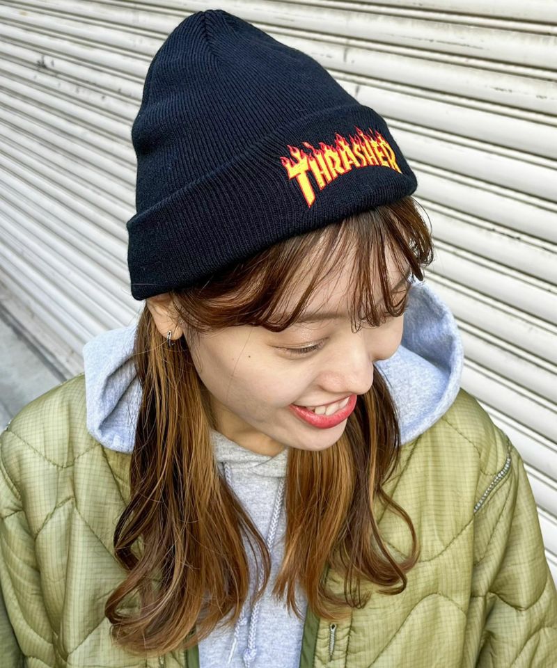 数量限定 THRASHER ビーニー ニット帽 ファイアーボックスロゴ