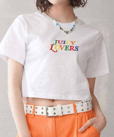 刺しゅうロゴショート丈Tシャツ/JUICY LOVERS