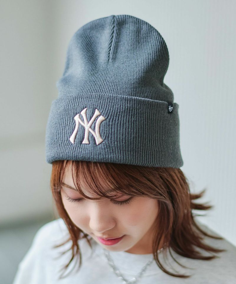 old MLB YANKEES NY ヤンキース ニット帽 ビーニー 古着 - ニットキャップ