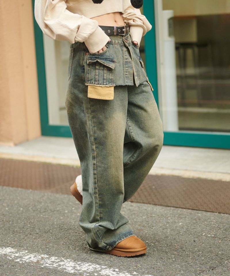21%OFF】#フェアリーグランジ/オーバーダイデニムレイヤード