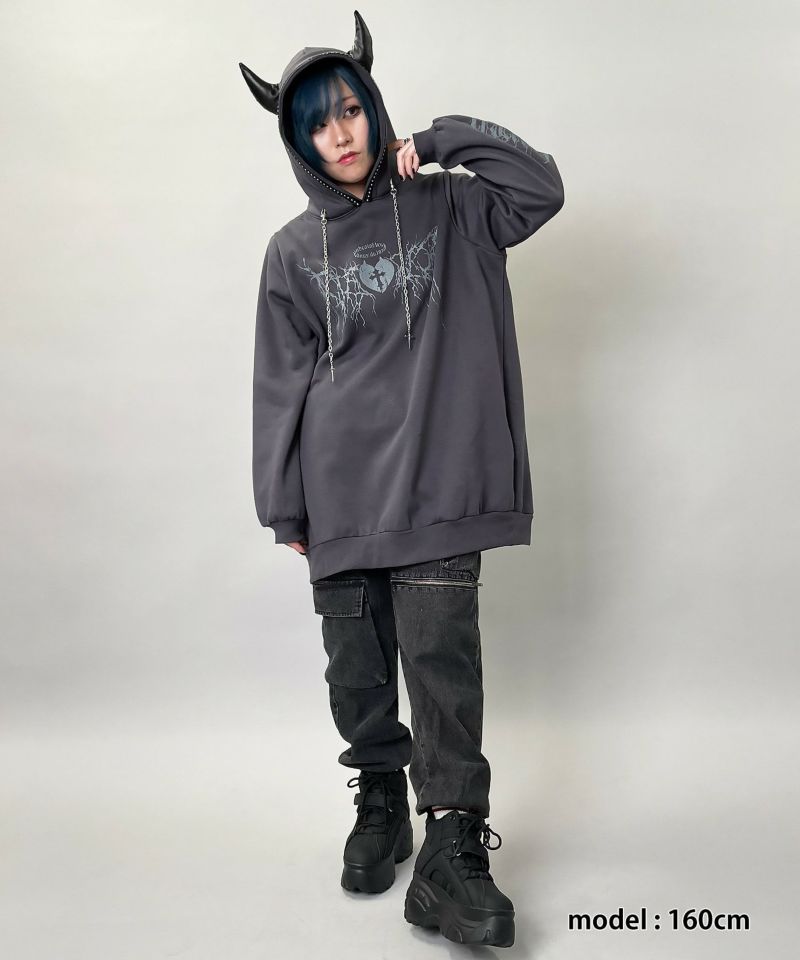 82%OFF】【DARRDY/ダーディー】デビル裏起毛ビッグパーカー/クロス